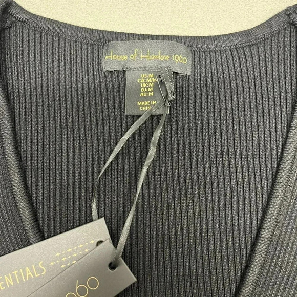 HOUSE OF HARLOW 1960 WOMANS SIZE M BLACK COMPRESSION KNIT FRONT TWIST DRESS - Picture 3 of 5